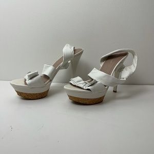 BCBGeneration White Strappy Stiletto Heels Size 10